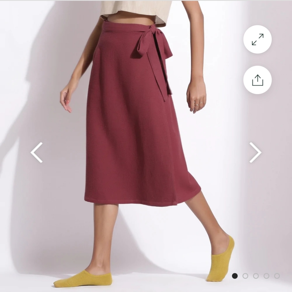 Waffle knit midi wrap skirt WITH POCKETS!